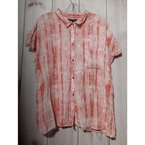 Rock & Republic Shirt Ladies XXL Coral Button Front Short‎ Sleeve